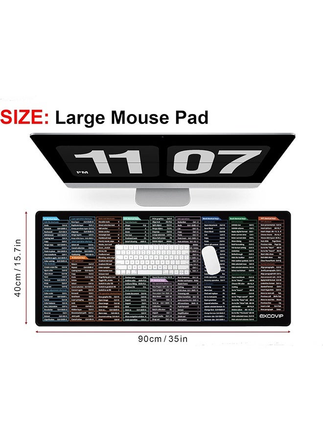 excovip - Large Gaming Mouse Pad, Long XXL Mouse pad, Shortcut Mouse Pad, Extended Computer Mouse Pad/Desk Mat With Stitched Edges For Gamer, Office, Home (800x300mm) - Image 1
