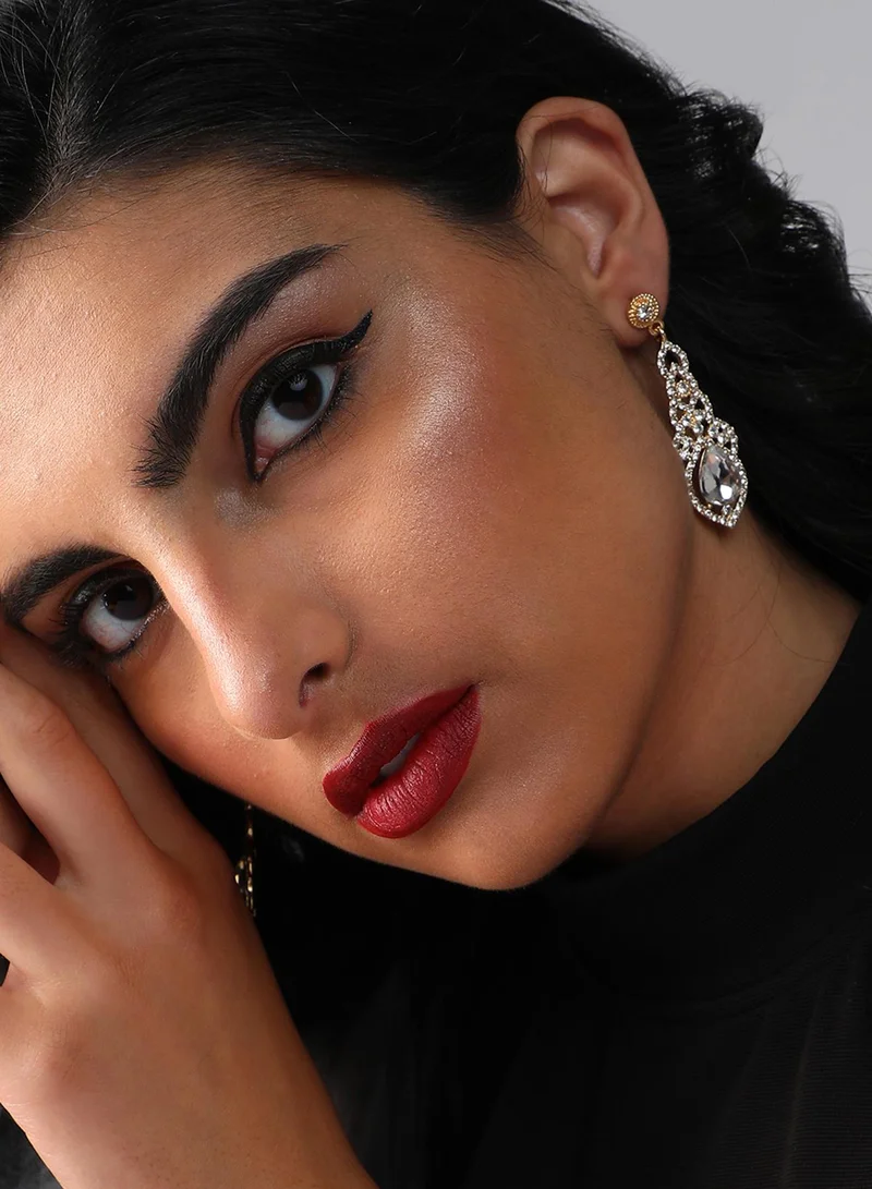 سوهي قرط متدلي للحفلات مصنوع من الفضة ومطلي بالفضة