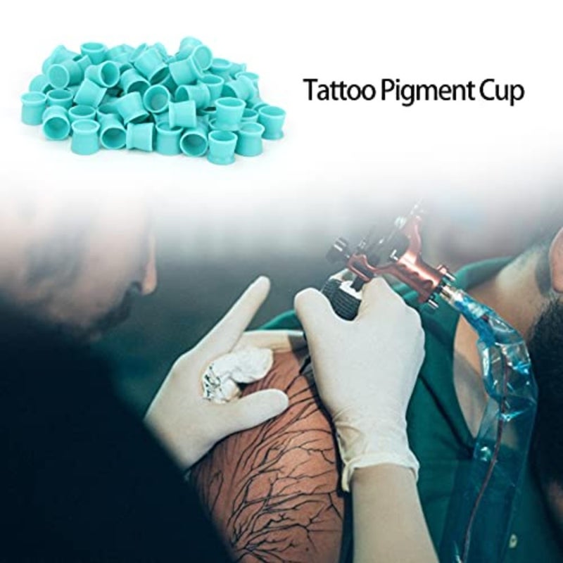 300pcs Ink Cups, Eyebrow Lip Color Cup Silicone Multipurpose Disposable Pigment Cups Ink Paint Cup for Ink Supplies Blue - Image 2