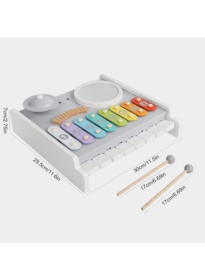 Factory Price مجموعة ألعاب موسيقية خشبية بسعر المصنع للأطفال الصغار – بيانو و إكسيليفون 2 في 1 مع طبلة ومطارق - Image 5