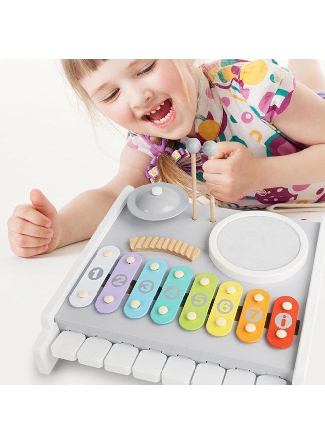 Factory Price مجموعة ألعاب موسيقية خشبية بسعر المصنع للأطفال الصغار – بيانو و إكسيليفون 2 في 1 مع طبلة ومطارق - Image 2