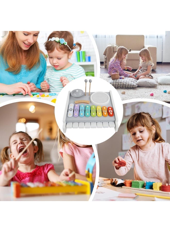 Factory Price مجموعة ألعاب موسيقية خشبية بسعر المصنع للأطفال الصغار – بيانو و إكسيليفون 2 في 1 مع طبلة ومطارق - Image 4