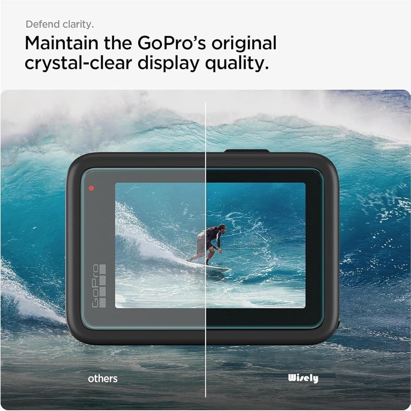 Wisely Tempered Glass Compatible for GoPro Hero 9/10 / 11/12 Action Camera Lens Screen Protector Edge To Edge Full Cover, Easy Installation kit - HD Clear, Complete Set Of 3 Go Pro Glass - Image 4