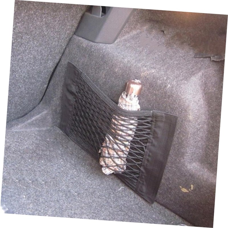 Dual Layer Cargo Organizer Mesh Storage Net For Car Trunk Black 40X25CM - Image 5