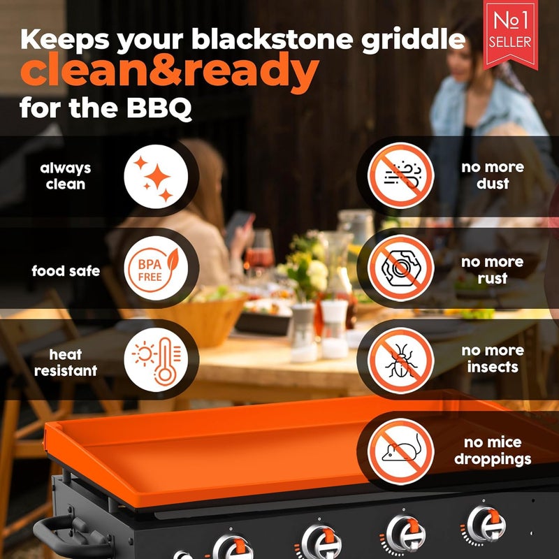 Cadyaw 36" Upgraded Extra-Thick Silicone Griddle Mat for Blackstone 36 Inch Grill, Full-Wrap High Lip, Anti-Slip Grip-Fit, Food-Grade Protection Grill Cover to Keep Dirt/Pest Off & Help Reduce Rust - Image 3
