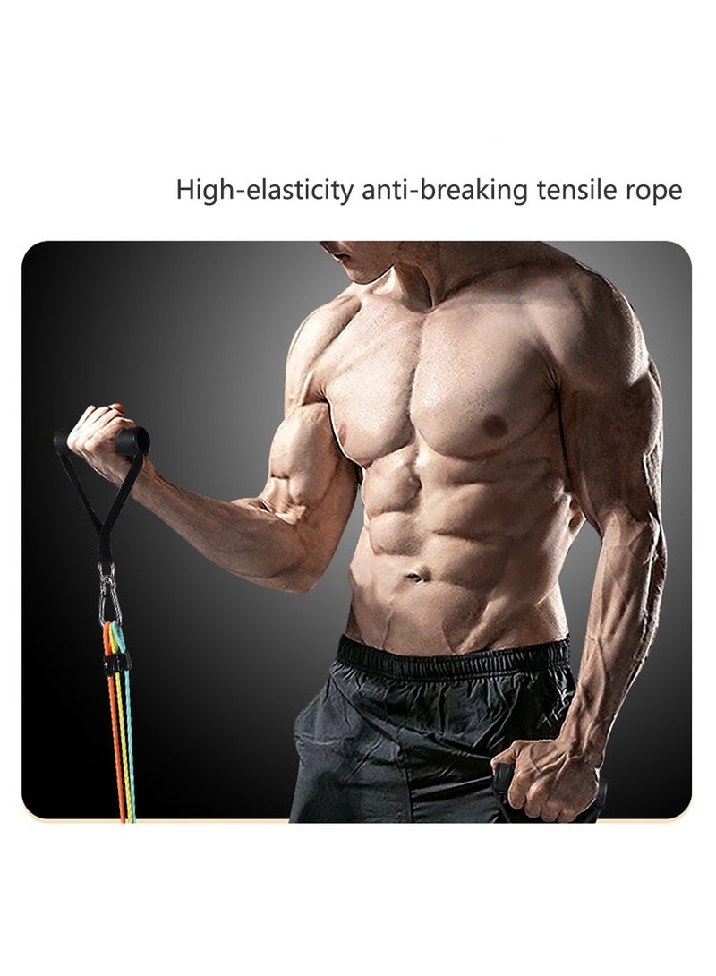 Generic 【5-Level Resistance Bands (10LB/20LB/30LB/40LB/50LB)】Multifunctional Latex Fitness Bands Set - 14 PCS Anti-Snap Elastic Tubes for Muscle Training with Door Anchor, Ankle Straps, Handles, Carabiner, Guide & Portable Bag (Home Gym/Durable/Compact Storage)  - Image 2