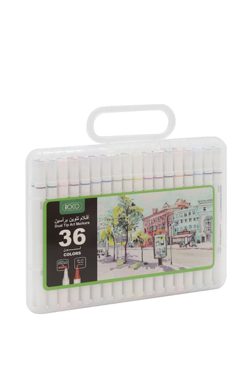 روكو قلم رسم (36 لونًا) قلم رسم فني بألوان متنوعة بطرفين - Image 1