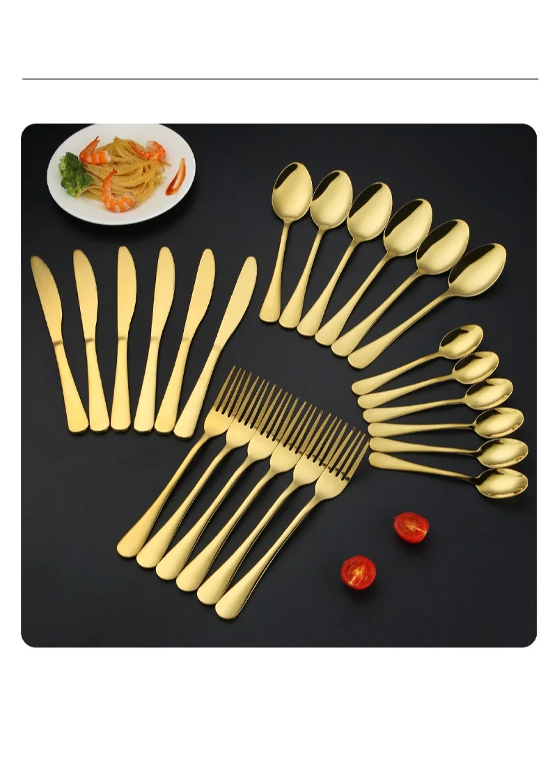 Sunhome 24-Piece Stainless Steel Cutlery Set Gold