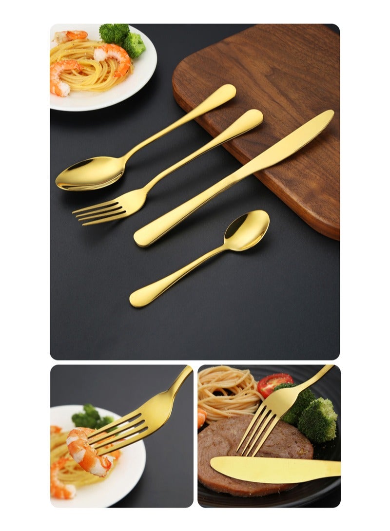 Sunhome 24-Piece Stainless Steel Cutlery Set Gold  - Image 4