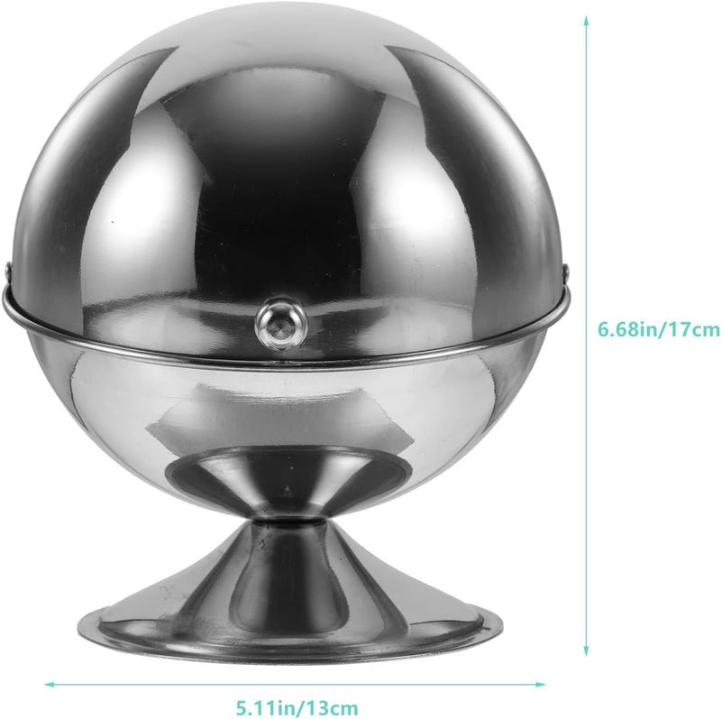 Stainless Steel Sugar Bowl with Roll-top Lid Dustproof Spherical Condiment Container for Sugar Cubes Candy Storage Large Mouth Design for Easy Cleaning Multi-use Kitchen Organizer - Image 2