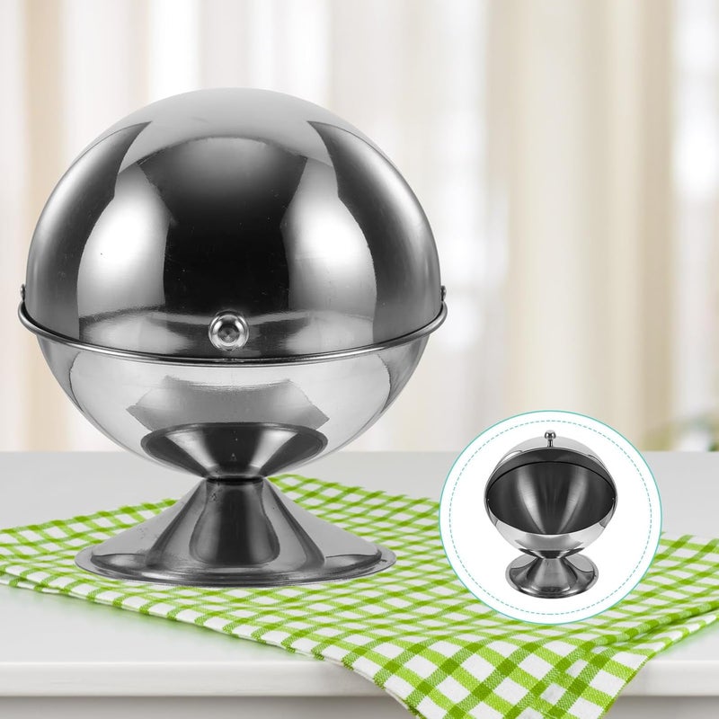 Stainless Steel Sugar Bowl with Roll-top Lid Dustproof Spherical Condiment Container for Sugar Cubes Candy Storage Large Mouth Design for Easy Cleaning Multi-use Kitchen Organizer - Image 5