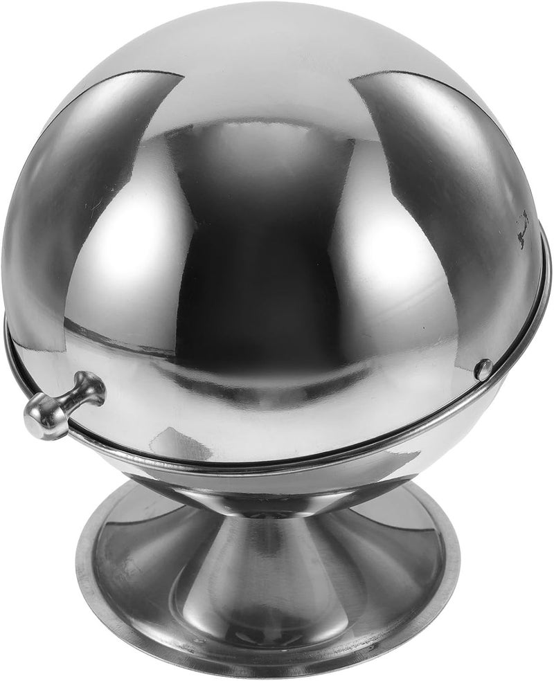 Stainless Steel Sugar Bowl with Roll-top Lid Dustproof Spherical Condiment Container for Sugar Cubes Candy Storage Large Mouth Design for Easy Cleaning Multi-use Kitchen Organizer - Image 1