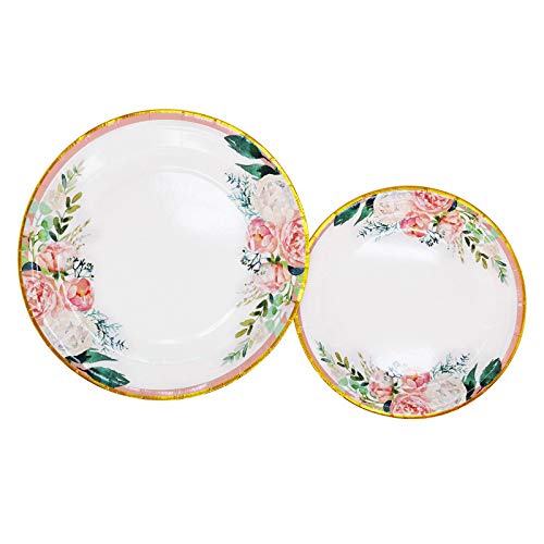 Boosolo Floral Party Supplies paper plates and Napkins Sets for 24 Guest-Include Floral Disposable Paper Plates,Cups,Napkin forr Bridal Shower,Birthday,Wedding,Bachelorette party Supplies - Image 5