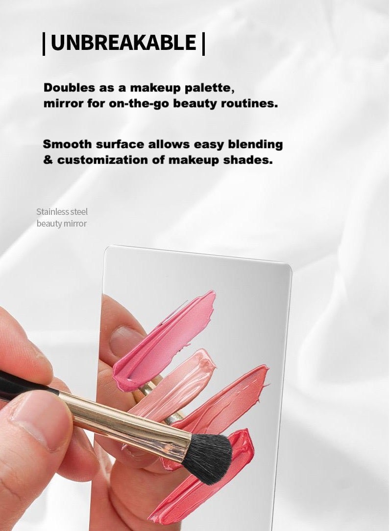 Stainless Steel Credit Card Mirror, Unbreakable Small Compact Pocket Mirror for Purse, Rectangular Handheld Tiny Mirror with Case for Makeup, Women, Men - Image 3