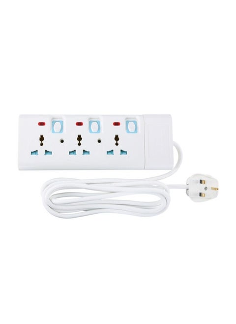 Geepas 3 Way Extension Socket 13A - Extension Lead Strip With LED Indicators | Child Safe, Extra Long Cord With Over Current Protected | Ideal For All Electronic Devices