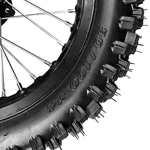 Togarhow 90/100 14" Rear Wheel Tire and Rim Inner Tube with 15mm Bearing Assembly Fit For 110-125cc Dirt Pit Bikes, (3.5-14) 1.85x14, Black (15MM) - Image 5