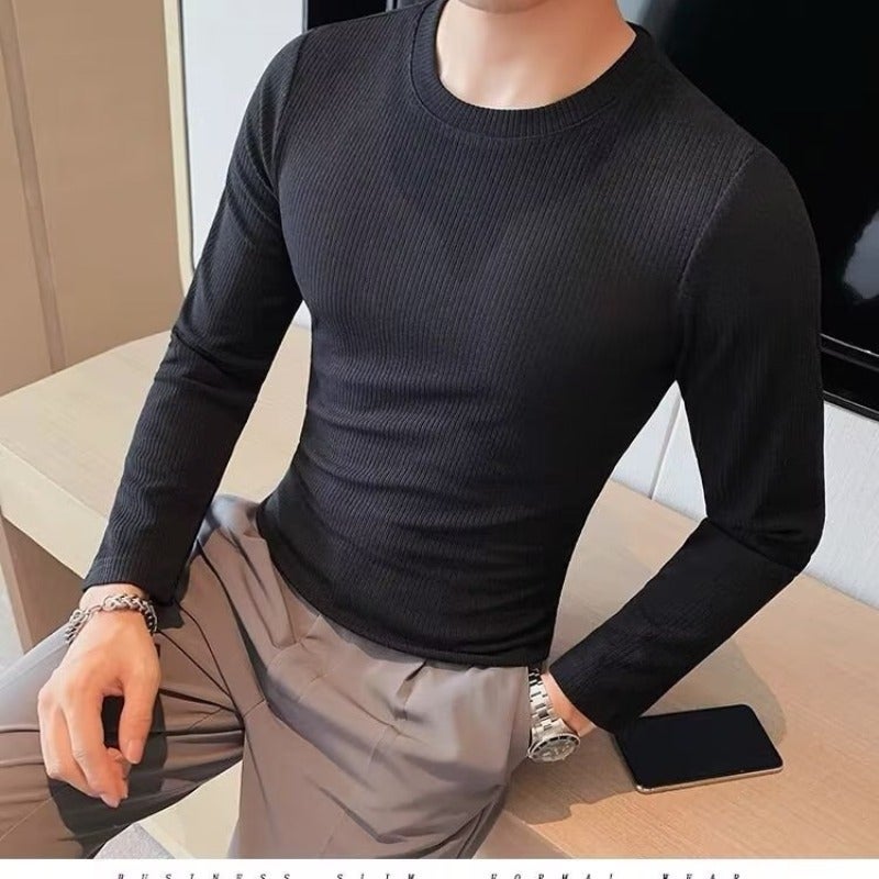 2023 Men'S Autumn Long-Sleeved T-Shirt Men'S Tight-Fit Korean-Style Elastic T-Shirt Slim-Fit Fashionable Base-Layer Shirt Men'S Top - Image 3