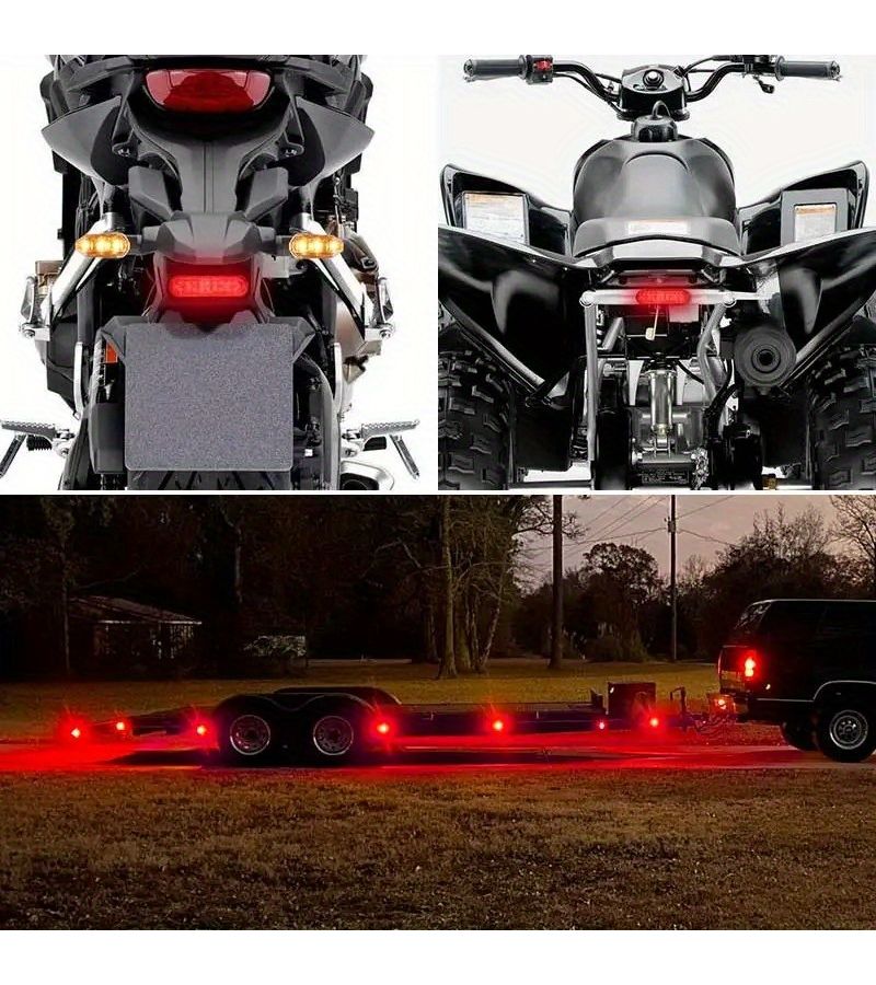 مصباح خلفي عاكس LED أحمر 12 فولت للدراجات النارية والجيب والشاحنات (قطعة واحدة) - Image 5