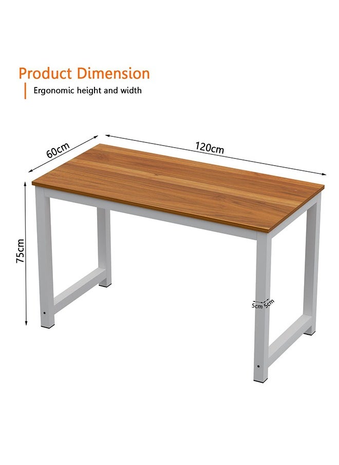Mahmayi Stylish ZCD-25W Light Walnut Computer Desk with Adjustable Leg Pads, Sturdy Anti-Rust Steel Frames for Home, Office, Living Room, Workstation 120x60cm
