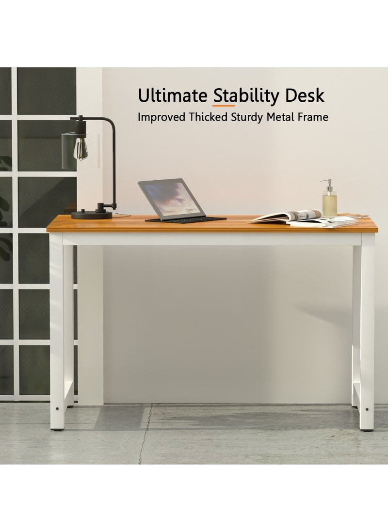 Mahmayi Stylish ZCD-25W Light Walnut Computer Desk with Adjustable Leg Pads, Sturdy Anti-Rust Steel Frames for Home, Office, Living Room, Workstation 120x60cm