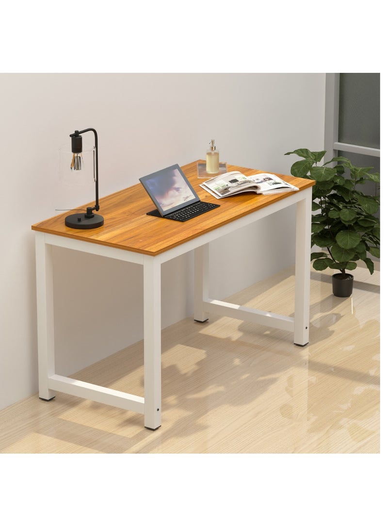 Mahmayi Stylish ZCD-25W Light Walnut Computer Desk with Adjustable Leg Pads, Sturdy Anti-Rust Steel Frames for Home, Office, Living Room, Workstation 120x60cm