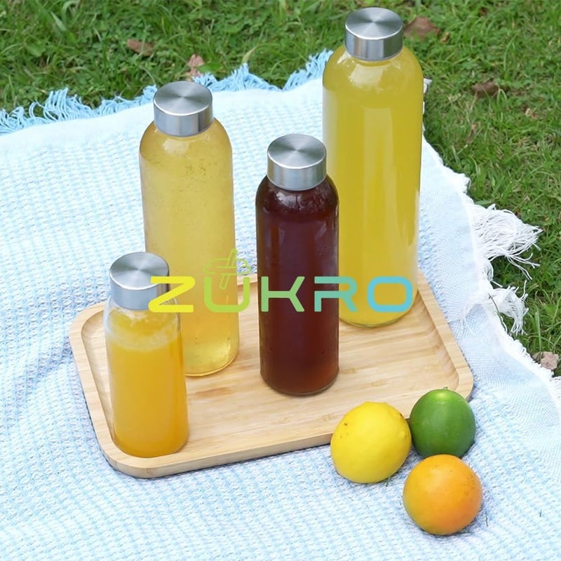 Zukro Replacement Metal Lids for Luxfuel/Brieftons/Sursip 10oz/16oz/18oz/24oz Glass Water Bottles, Stainless Steel Cap Fits For Bottles With Mouth Opening 1.49 Inch, Leak-Proof, Set of 3, Silver - Image 5