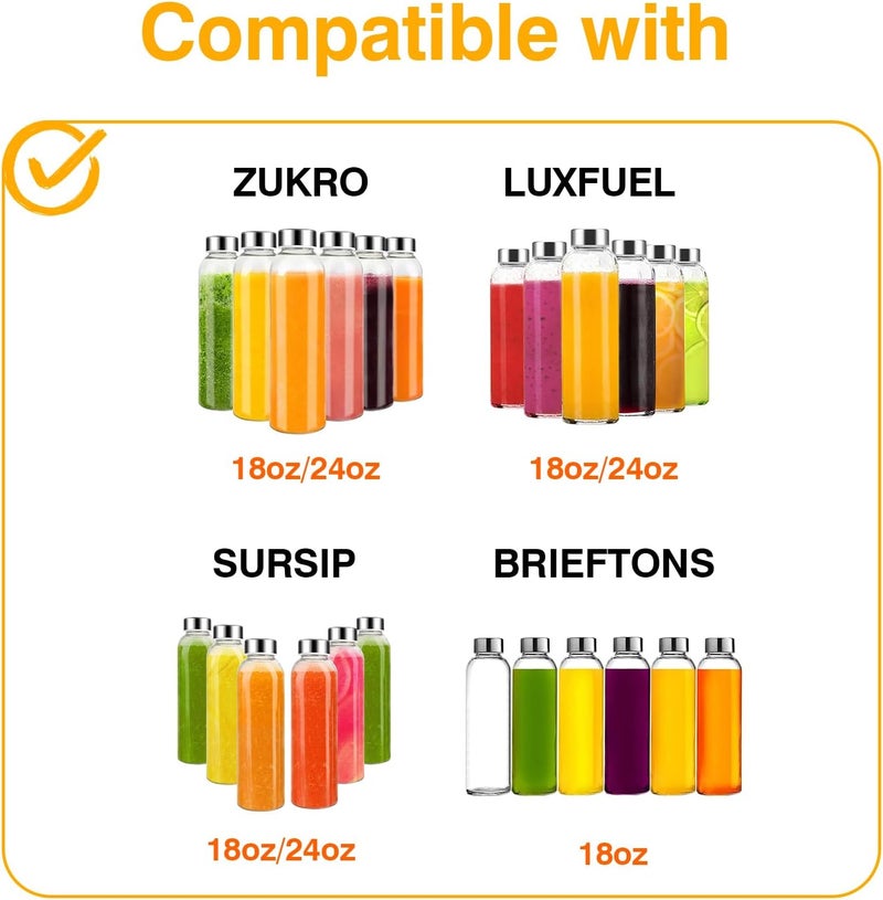 Zukro Replacement Metal Lids for Luxfuel/Brieftons/Sursip 10oz/16oz/18oz/24oz Glass Water Bottles, Stainless Steel Cap Fits For Bottles With Mouth Opening 1.49 Inch, Leak-Proof, Set of 3, Silver - Image 4