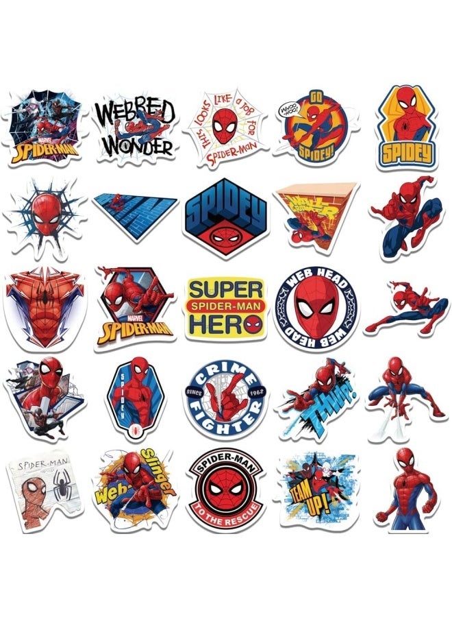 50pcs Cartoon Spider-Man Stickers for Kids,Vinyl Waterproof Princess Decal for Water Bottle Laptop Toy Sticker for DIY Decorate Bumper Phone Hard Hat Kids Teens Gifts (Spider) - Image 2