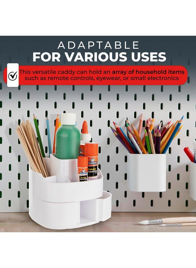 Masirs Small Rotating Makeup Organizer - A Mini Yet Spacious Cosmetic Storage Solution with Multiple Compartments. The Perfect Spinning Make-Up Caddy for Vanity or Bathroom Counter. (Square - White) - Image 5