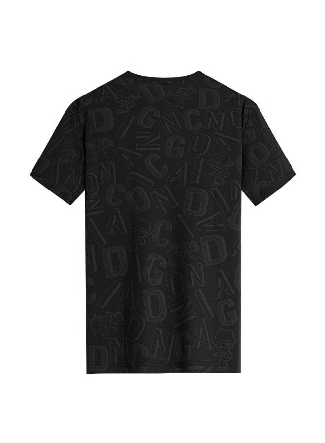 DANCING WOLVES Dancing With Wolves Summer Trendy All-over Print Short-sleeve Men's T-shirt, 001 Black, Size 175 - Image 1