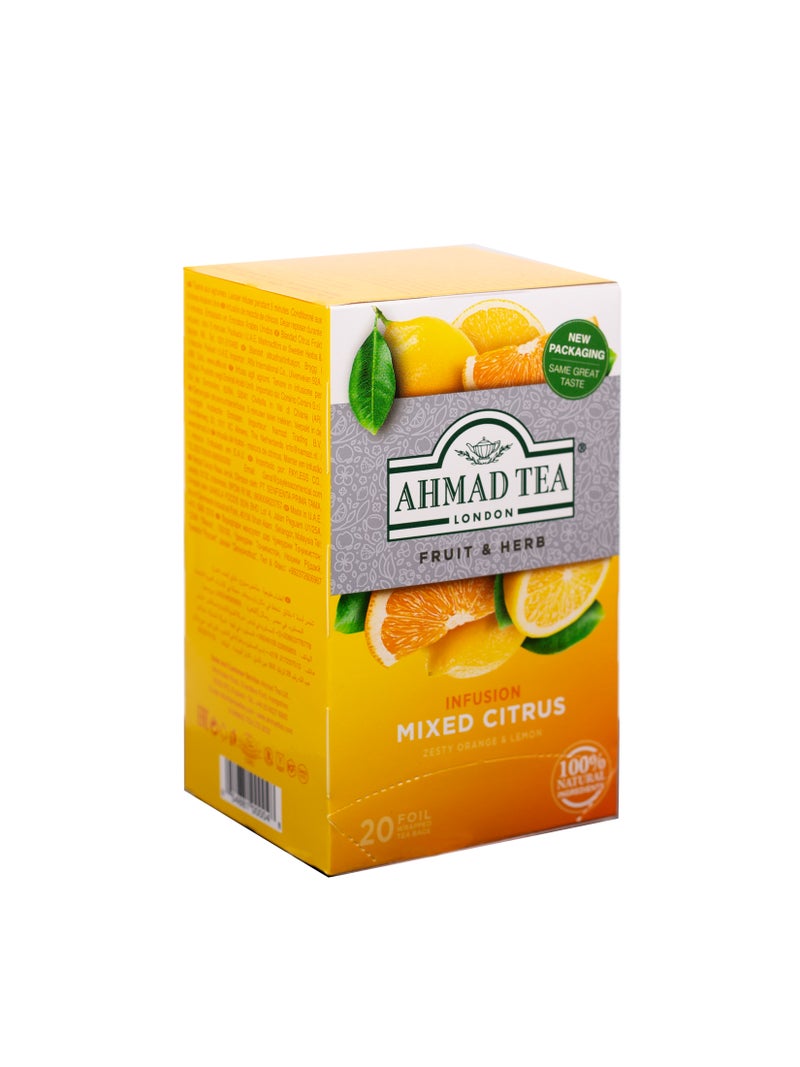 Ahmad Tea Ahmed Tea London Fruit & Herb  (Mixed Citrus - Zesty Orange & Lemon) 20 Teabags (100g) - Image 2
