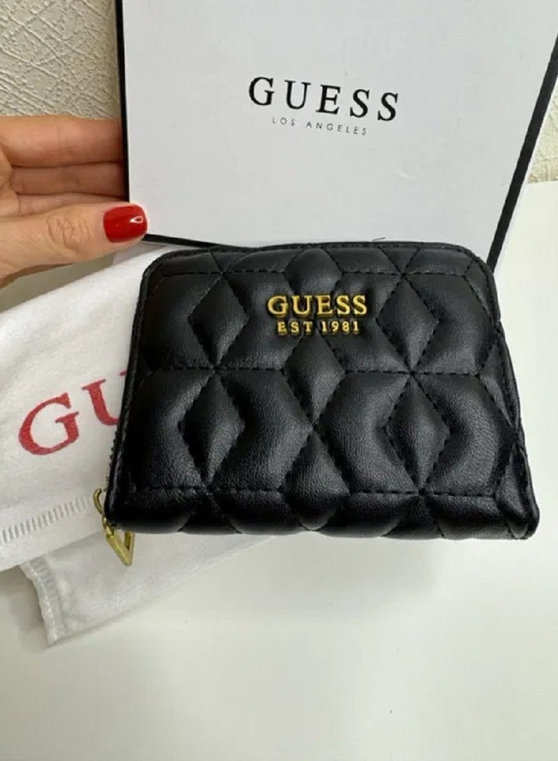 GUESS Guess Elenia Quilted Design Mini Wallet Black  - Image 2