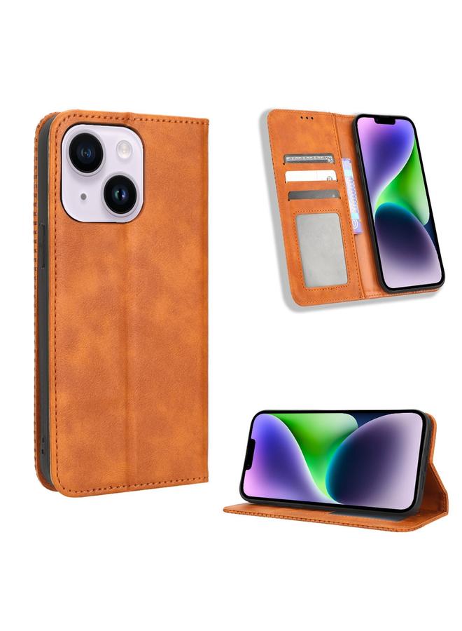 S-TOP Case For iPhone 15 Magnetic Buckle Retro Texture Leather Phone Case - Image 1