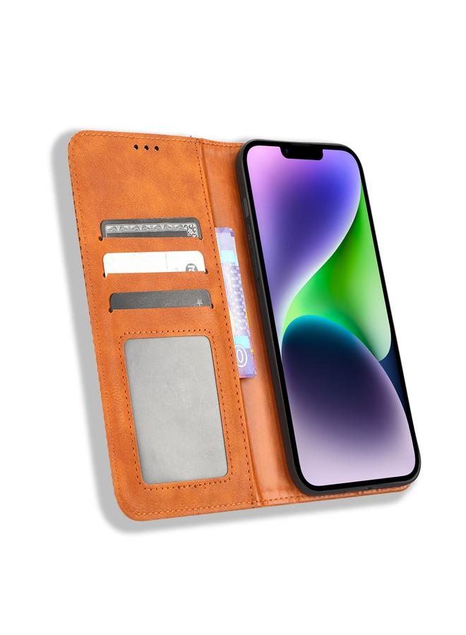 S-TOP Case For iPhone 15 Magnetic Buckle Retro Texture Leather Phone Case - Image 4