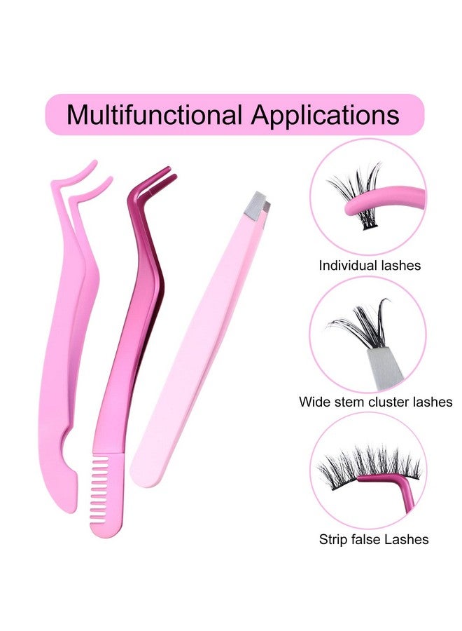LAUBESS Lash Applicator Tool 3 Pcs Lash Cluster Applicator Tool Lash Tweezers For Eyelash Clusters False Eyelash Tool Applicator Eyelash Tweezers For Extensions Cluster Lash Tweezers Set - Image 5