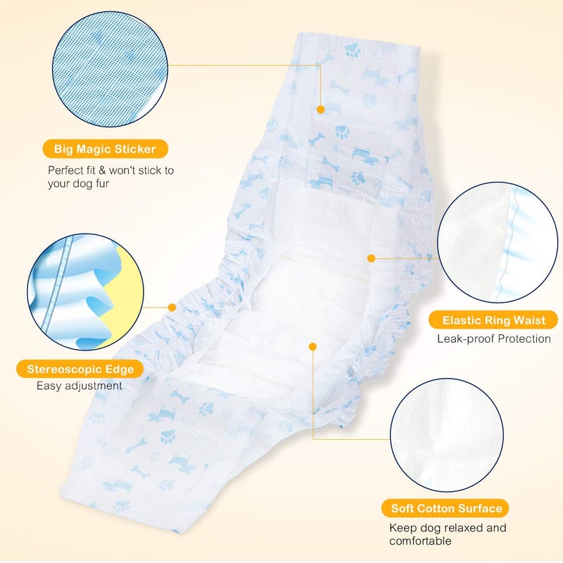 Dono Disposable Male Wraps Dog Diapers - Super Absorbent Diapers for Dogs and Cats (8p Large 25-32 63_80cm) - Image 3
