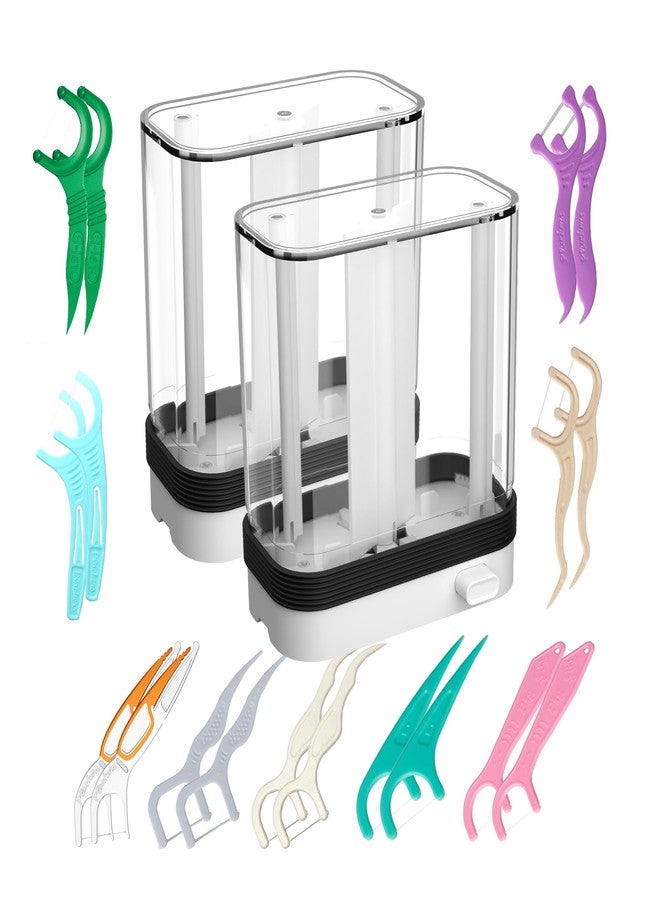 HIROJOY Empty Floss Pick Dispenser, Floss Pick Holder, Flosser Dispenser refillable for Plackers, Dental Pick Holder (2pcs - Image 1