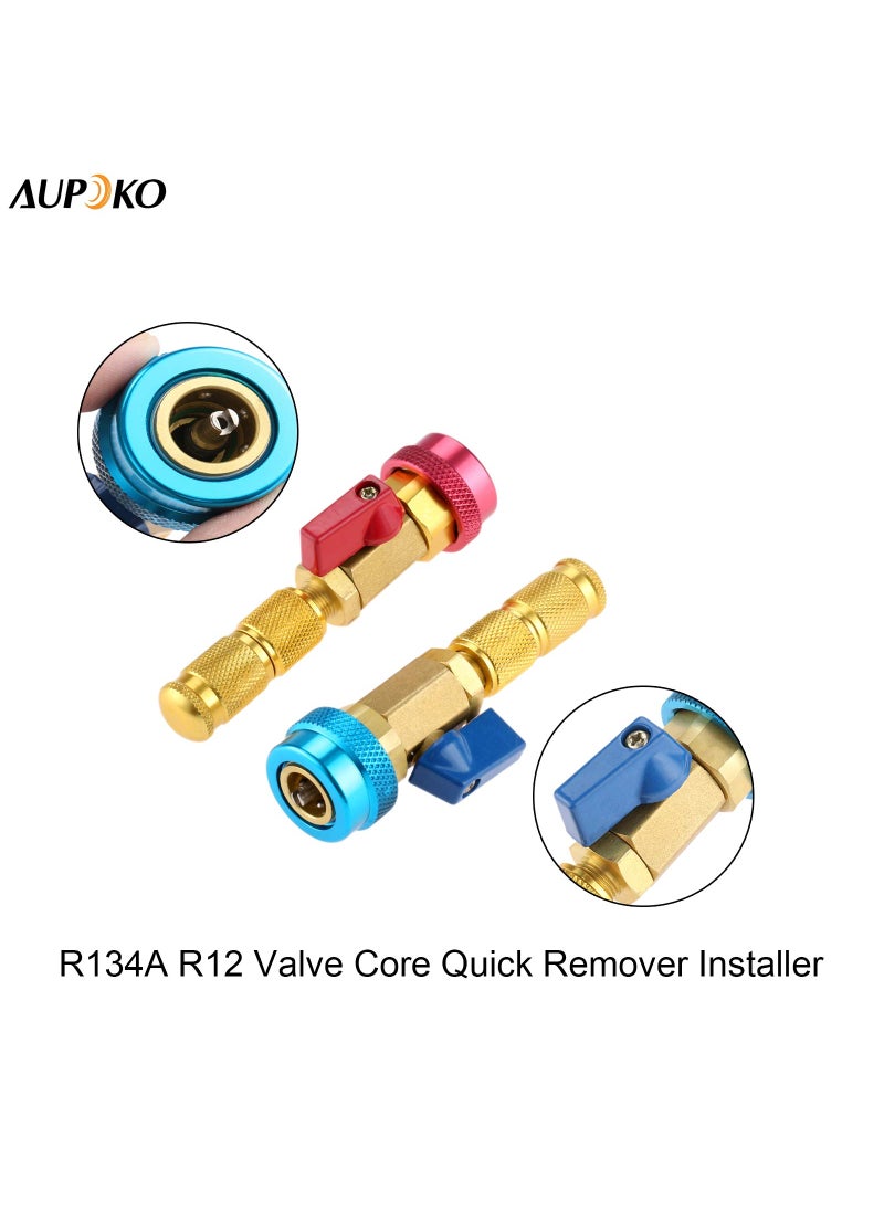 Aupoko R134A R12 Valve Core Quick Remover Installer, Air Conditioning Adjustable High Pressure (Red) and Low Pressure (Blue) Valve Core Tool, 2 Pack  - Image 2