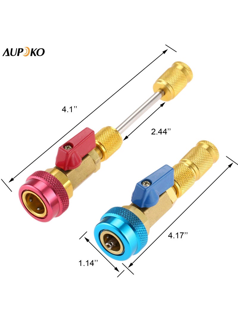 Aupoko R134A R12 Valve Core Quick Remover Installer, Air Conditioning Adjustable High Pressure (Red) and Low Pressure (Blue) Valve Core Tool, 2 Pack  - Image 4