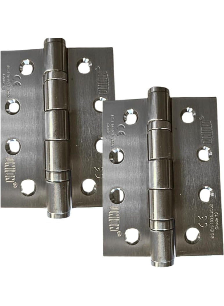 Union 316 Stainless Steel Butt Hinge | 3mm Thick 2 Ball Bearings (102 x 76 x 3 mm) - Image 1