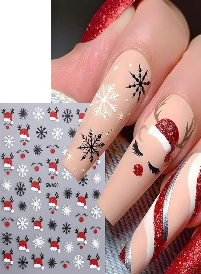 BYJKYEN 8 Sheets Christmas Nail Stickers for Nail Art 3D Self-Adhesive Reindeer Snowflake Nail Decals Winter Xmas Cute Nail Art Design Sticker for Women Holiday Party Nail DIY Decoration Accessories - Image 2