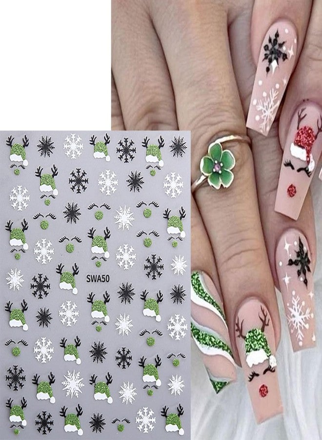 BYJKYEN 8 Sheets Christmas Nail Stickers for Nail Art 3D Self-Adhesive Reindeer Snowflake Nail Decals Winter Xmas Cute Nail Art Design Sticker for Women Holiday Party Nail DIY Decoration Accessories - Image 4