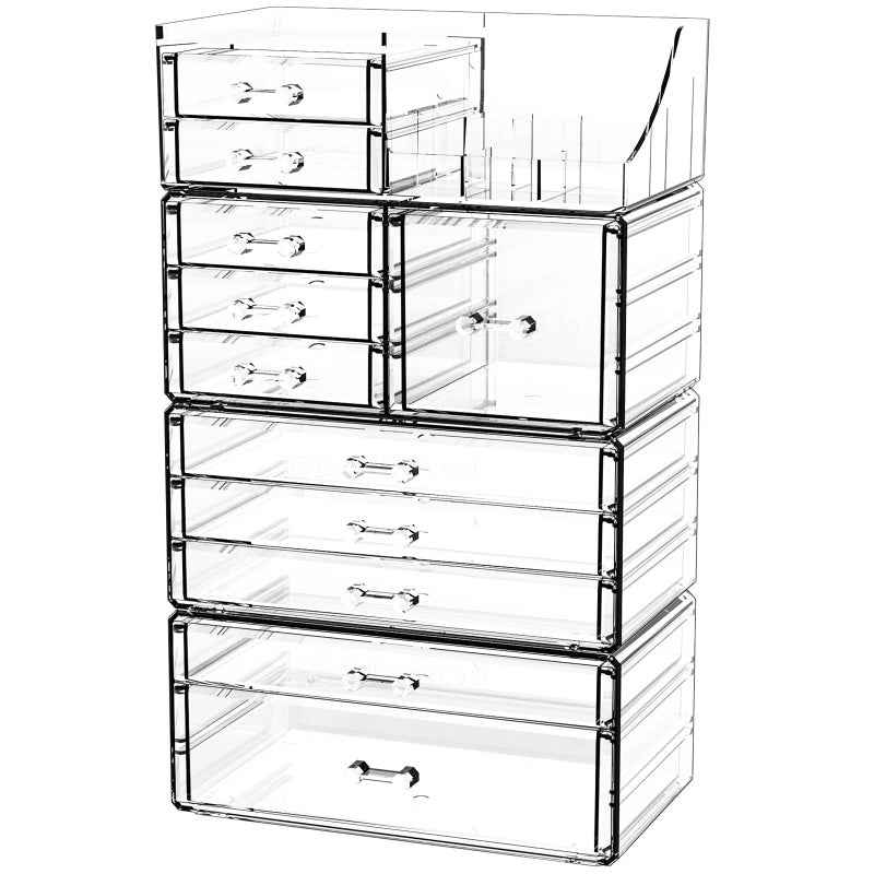 Cq acrylic Acrylic Clear Makeup Organizer CountertopStackable Skincare Organizer for Vanity With 11 DrawerLarge Plastic Desk Accessories OrganizationBathroom Cosmetic Organizer Countertop for BeautySkin Care - Image 2