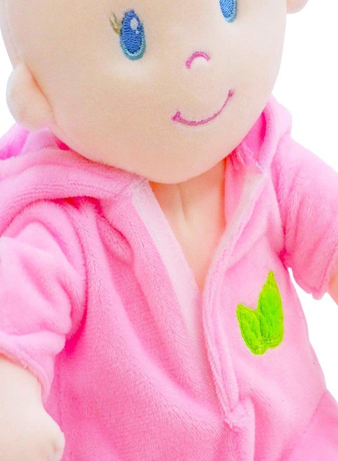 June Garden دمية دب صغيرة محشوة فائقة النعومة من جون جاردن، مقاس 12 بوصة، مناسبة للأطفال من الولادة فما فوق، مع زي وردي قابل للإزالة. - Image 5