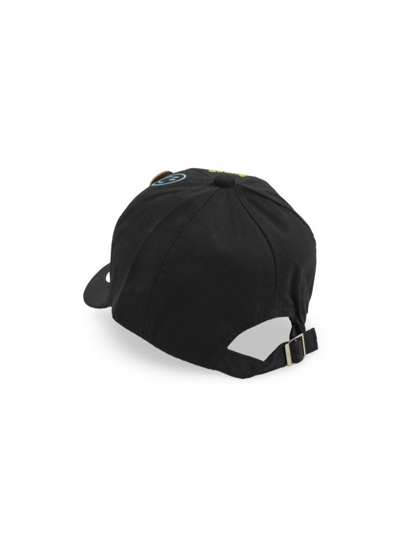 Fancy Boys Cotton Cap – Black with "Super Dino" Design - Image 2