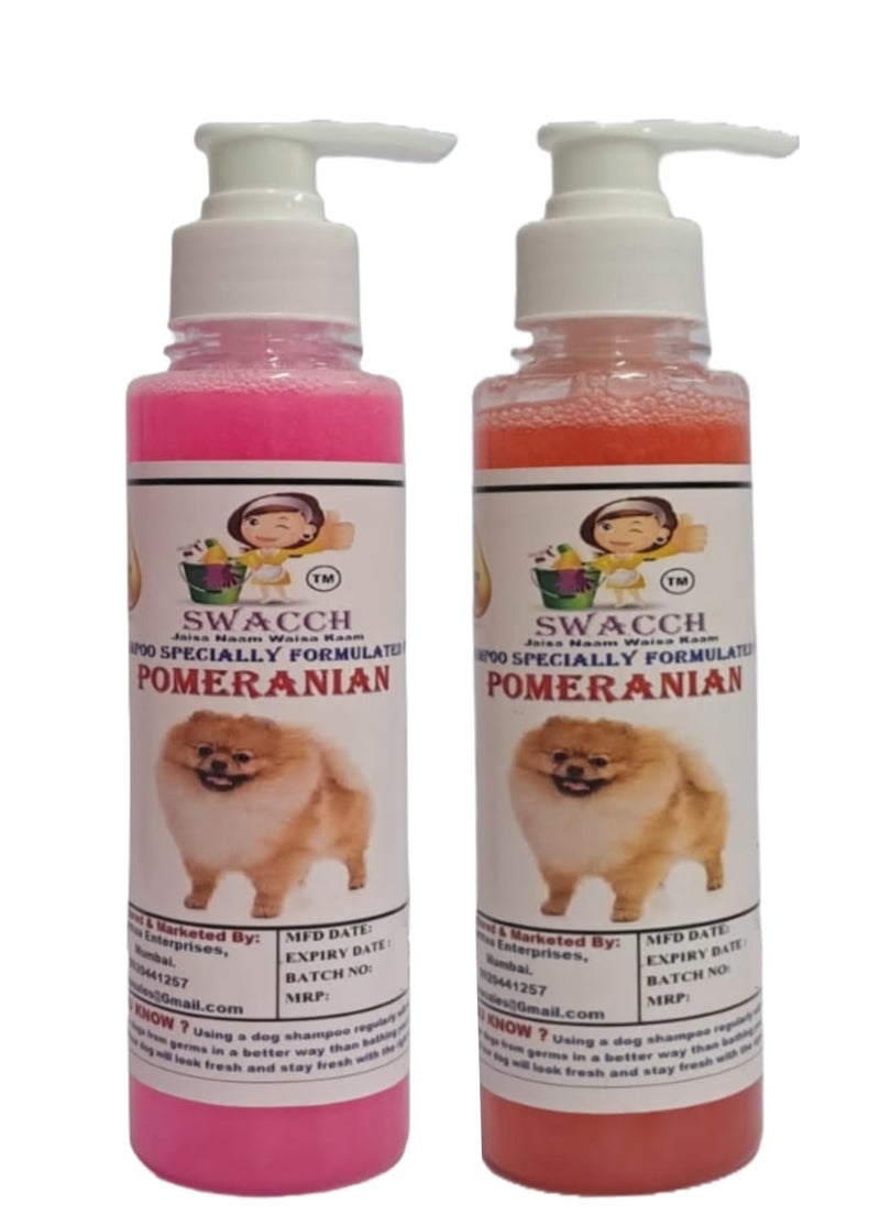 SWACCH Premium Shampoo for Pomeranian (200ML) (Combo Pack of 2) Rose & Strawberry - Image 1