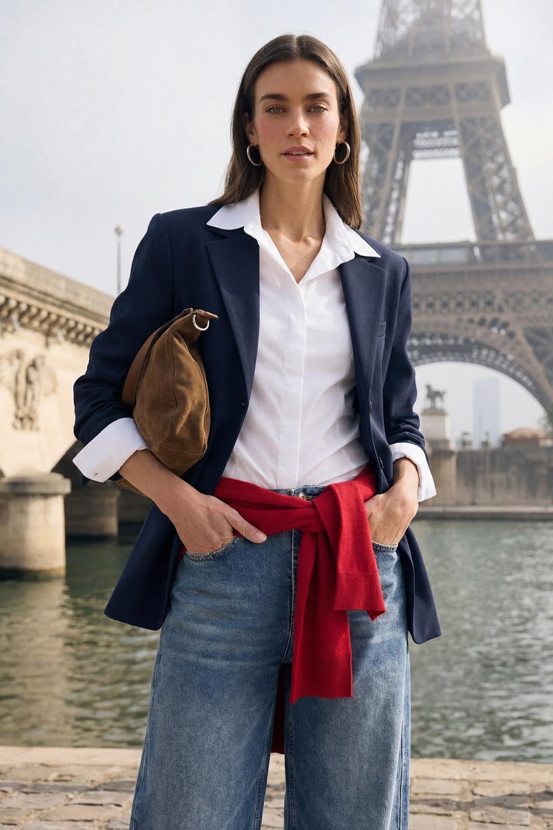 DeFacto Blue Woman Slim Fit Jacket Collar Blazer Casual - Image 1