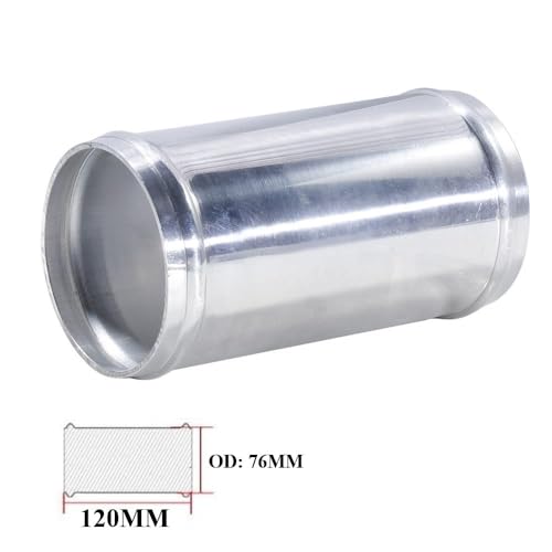 YSIL 2PCS Intercooler Pipe Air Intake Tube OD 3"(76mm) Length 4.72"(120mm) Straight Aluminum Universal Hose Joiner Pipe Connector with 4 Clamps - Image 2