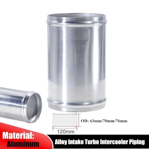 YSIL 2PCS Intercooler Pipe Air Intake Tube OD 3"(76mm) Length 4.72"(120mm) Straight Aluminum Universal Hose Joiner Pipe Connector with 4 Clamps - Image 3