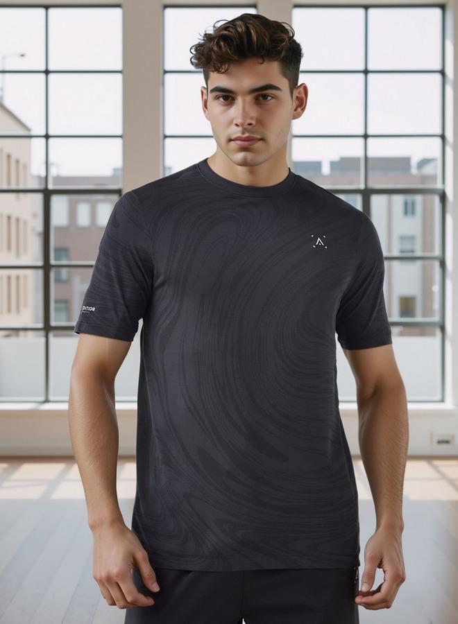 آكتف تيشيرت جاكار بياقة دائرية - Image 1